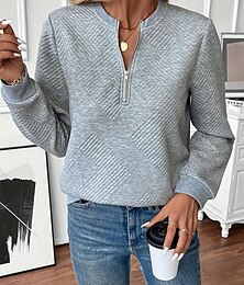 economico -felpa da donna casual semplice strada abbigliamento quotidiano girocollo cerniera manica lunga nero bianco rosso grigio autunno inverno