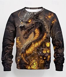 billiga -Pojkar 3D Grafisk Drake T-shirt Långärmad Vår Höst Mode Grundläggande Barn 4-12 år Rund hals Utomhus Ledigt Dagligen Normal