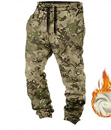 お買い得  -男性用 カモフラージュ フリース スウェットパンツ 巾着ゴムウエスト ヴィンテージ カジュアル アウトドア ストリート 日常着 ポケット 断熱 冬 3Dプリント ルビーレッド イエロー ブルー