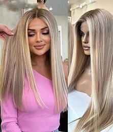 economico -Capelli umani di Remy 13x4 Pizzo Frontale Parrucca Parte libera Brasiliano Diritto naturale Nero Multicolore Parrucca 150% Densità dei capelli con i capelli del bambino Senza colla Pre-a pizzico Per