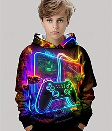 abordables -Garçon 3D Graphic Jeux Sweat à capuche manche longue Printemps Automne Mode Vêtement de rue Enfants 4-12 ans Capuche Extérieur Casual du quotidien Standard