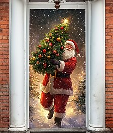 preiswerte -Weihnachtstürdekorationen, Türabdeckungen, Weihnachtsmann, Weihnachtsbaum, Türteppich, Türvorhang, Dekorationskulisse, Türbanner für drinnen und draußen, für die Haustür eines Bauernhauses