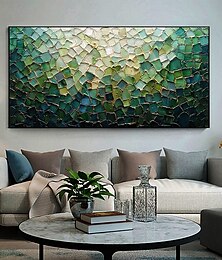 abordables -peinture à l'huile minimaliste nordique originale faite à la main sur toile art mural contemporain abstrait vert impasto texture pour la décoration intérieure avec cadre tendu/sans cadre intérieur