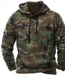 abordables -Hombre Color Camuflaje Estampados Sudadera Sudaderas Sudadera Con Capucha Manga Larga Sudadera con capucha Con Capucha Ropa de calle Impresión 3D Diario Deportes Verde Ejército Estampado Primavera