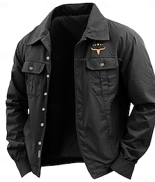 economico -Per uomo Stampa di mucca Camicia Camicie da lavoro Camicia occidentale Manica lunga Informale Sportivo Per uscire Autunno Inverno Collo ripiegabile Bottone giù Nero Verde militare Cachi