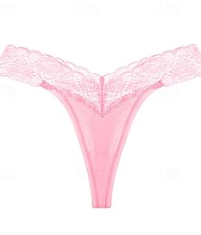 お買い得  -女性用Gストリング&amp;ひもパンティー 1枚 下着 ロマンチック セクシー レース レース 純色 綿 ローウエスト 小柄 超セクシー ブラック ピンク ワイン xs s m ホーム衣装