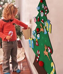 abordables -ensemble de sapin de Noël en feutre à faire soi-même avec ornements pour enfants, cadeaux de Noël, décorations murales de porte du Nouvel An