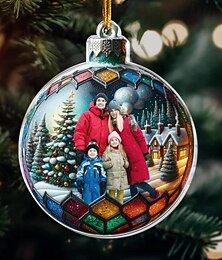 halpa -Personoitu valokuvajoulupallo - Akryyli 2D räätälöity valokuvaperhe joulupalloon joulukuusen koristeet joulukoristeet riippuvat lahjat