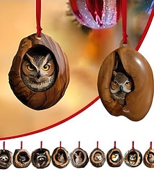 ieftine -12 buc/set ornamente pentru pomul de Crăciun 2d acrilic decorare animale de pădure brad de Crăciun ornament cu model de animale decor sezonier pentru bradul de Crăciun