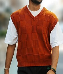 billige -Herre Genser vest Pullover genser Riflet Strikke Normal Strikket Slank passform عادي V-hals Moderne Moderne Arbeid Dagligdagstøy Klær Høst Vinter Svart Kongeblå M L XL