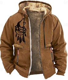 abordables -Hombre Lobo Vellón Sudaderas Manga Larga Sudaderas Con Capucha Diario Caza Otoño Invierno Negro Azul Piscina Marrón Ropa Diseñador Impresión gráfica S M L XL XXL XXXL