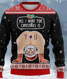 abordables -pull de noël moche pulls drôles pour hommes pull en tricot imprimé père noël pull en tricot pull du réveillon du nouvel an extérieur quotidien vacances manches longues col rond noir automne hiver s m