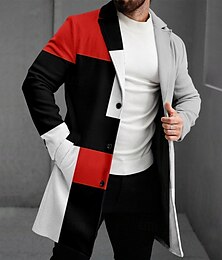 preiswerte -Herren Geometrisch Wintermantel Fleecejacke Mantel Thermik Komfortabel Brautkleider schlicht Party-Abendgarderobe Strasse Freizeitskleidung Knopf 3D-Druck Vordertasche Winter Umlegekragen Langarm