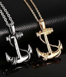 economico -collana con ciondolo a forma di ancora da uomo - gioielli di moda in stile nautico per occasioni casual e formali