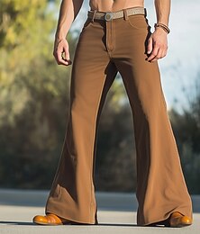 abordables -Homme Pantalon évasé L'éxtremité inferieur de la cloche Pantalon Chino Pantalons décontractés Poche Jambe droite Plein Confort Doux Toute la longueur Extérieur du quotidien Sortie Mode Vêtement de rue
