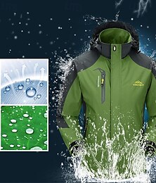 preiswerte -Herren Regenjacke Außen Wasserdicht Winddicht Wanderoutfits Wanderbekleidung Frühling Herbst Windjacke Patchwork Dunkelgrau Schwarz Gelb