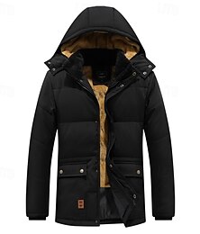 economico -Per uomo Cappotto invernale Parka Tasche Poliestere Imbottitura di pile Da mare Da tutti i giorni Appuntamento Standard Di tendenza Informale Comodo Tenere al caldo Autunno inverno Tinta unita