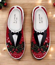 olcso -Férfi karácsonyi szmoking felbújós cipő ünnepi mintával – kényelmes, könnyű ünnepi naplopók bulikra és ünnepekre