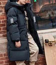 billiga -Barn Pojkar Ner Hoodiejacka Ytterkläder Ensfärgat Långärmad Ficka Täcka Utomhus Dagligen Grundläggande Svart Höst Vinter 5 år +