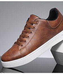 abordables -baskets décontractées à lacets marron pour hommes - design minimaliste avec semelle blanche, confort au quotidien