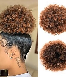 economico -coda di cavallo afro con coulisse, chignon riccio crespo, capelli sintetici, extension corte, posticci, acconciatura raccolta per donne nere e ragazze
