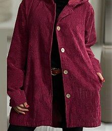 abordables -Mujer Abrigo Exterior Calle Ropa Cotidiana Otoño Invierno Regular Abrigo Ajuste regular Mantiene abrigado Transpirable Elegante Casual Chaquetas Manga Larga Plano Con bolsillos Negro Blanco Vino