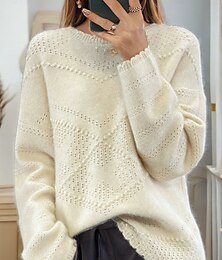 economico -maglione da donna pullover maglione maglione girocollo lavorato a maglia girocollo traforato lavorato a maglia spalla scesa primavera autunno casa quotidiano festa quotidiano elegante morbido manica