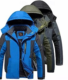 preiswerte -Herren Winterjacke Fleecejacke Softshell Windbreaker Klettern Schneesport Thermo Warm Wasserdicht Kapuzensportbekleidung