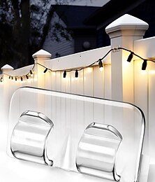 abordables -Lot de 26 crochets pour guirlandes lumineuses d'extérieur, crochets lumineux robustes avec bandes adhésives étanches - supports de cordon transparents extérieurs pour suspendre l'éclairage de Noël -