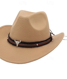 economico -Per uomo Cappello da sole Cappello da cowboy Cappello Fedora Trilby Nero Rosso Cotone / poliestere Stile vintage Di tendenza 18esimo secolo Stato del Texas Giornaliero Festa a tema Tinta unita