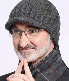 preiswerte -Herren Winter Strickmütze mit Krempe – warmes Zopfmuster, graue Beanie-Mütze für kaltes Wetter
