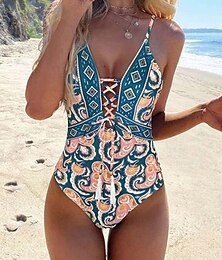 abordables -Femme Maillots de Bain Une pièce Maillot de bain Vacances Mode Cachemire Sans Bretelles Maillots de bain