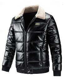 economico -Per uomo Giacca invernale Piumino Imbottito Formale Sportivo Antivento Caldo Colletto in pile Autunno Inverno Tinta unica Attivo Colletto Standard Nero Blu marino Giacca