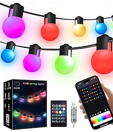 رخيصةأون -أضواء سلسلة خارجية قابلة للتعتيم RGB بطول 16 قدمًا و10 أمتار و25 مصباحًا، و32 قدمًا و5 أمتار و50 مصباحًا متغير اللون مع تطبيق &جهاز التحكم عن بعد مثالي لتزيين حفلات عيد الميلاد في المنزل