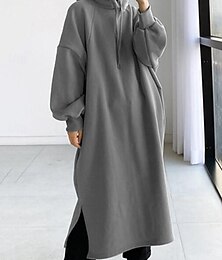 abordables -Sudadera con capucha para mujer, informal, de sherpa, lisa, para uso diario, con capucha, manga larga, negra, verde, verde militar, gris, para otoño e invierno