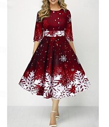 preiswerte -Dame Schneeflocke Cocktailkleid Party Kleid Damen Elegant Dame Erwachsene Weihnachten Neujahr Heiligabend Weihnachten Party Kleid