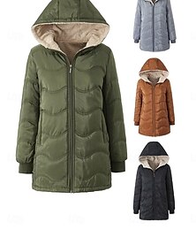 economico -Per donna Giacca in pile Cappotto teddy Giacca con cappuccio Tenere al caldo Traspirante Cerniera Tasche In pile Informale Liscio Da mare Strada Da tutti i giorni Per uscire Cerniera Standard Felpa