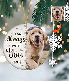お買い得  -パーソナライズされた写真オーナメントクリスマスペットメモリアルオーナメントカスタムメモリアルギフト2DアクリルギフトハンギングペンダントXmas装飾-私はいつもあなたと一緒です