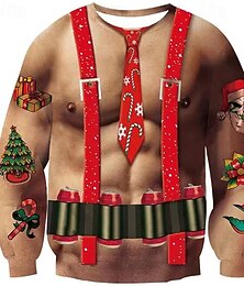 preiswerte -3D-Druck 3D Weihnachten Bischofsärmel Pullover Lustiges Weihnachts-Sweatshirt Weihnachtsmann Lustig für Paar Herren Damen Erwachsene 3D-Druck  für Weihnachten Karneval Party Festival