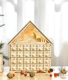 economico -calendario dell'avvento di natale con presepe luminoso a led calendario dell'avvento in legno con 24 cassetti villaggio natalizio casa stella riutilizzabile conto alla rovescia artigianale per