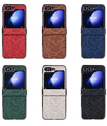 זול -טלפון מגן עבור סמסונג גלקסי Z Flip 7 Z Flip 6 Z Flip 5 Z Flip 4 Z Flip 3 כיסוי אחורי עמיד בזעזועים רטרו PC עור PU