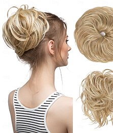 economico -grande pezzo di capelli chignon spettinato ondulato riccio scrunchies sintetico chignon coda di cavallo extension per capelli pezzi di capelli raccolti spessi per donna