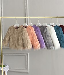 economico -Bambino Da ragazza Cappotto in pelliccia sintetica Tinta unica stile sveglio Scuola Cappotto Capispalla 4 anni + Autunno Bianco Champagne Vino