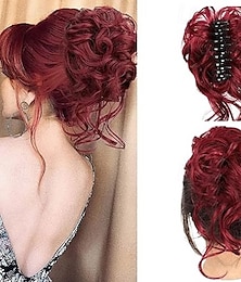 abordables -Chignon en désordre, postiche à pince, chignon synthétique, chignon ébouriffé avec vrilles, extensions de cheveux, chignon bouclé, ondulé, faux cheveux, chouchous, accessoires pour cheveux pour femmes