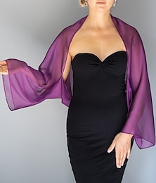 voordelige -moeders wikkels elegante voiles&amp;doorschijnende mouwloze illusie mouw chiffon bruidsomslagdoeken met ruches voor feest zomer