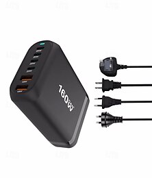 economico -Caricabatterie rapido gan fast charge 3.0 usb tipo c da 160w, caricabatterie mobile a 6 porte usb tipo c pd comodo da trasportare, caricabatterie per tablet