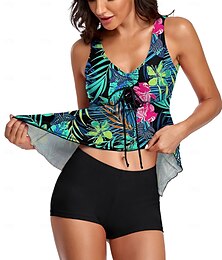 abordables -Femme Maillots de Bain Tankini Maillot de bain Tropique Tropical Sans Manches Maillots de bain