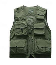 halpa -Miesten Vaellusliivi Fleece-liivi, vaellus Hihaton Liivi Ulko- Hengittävä Mukava Tasku Polyesteri Tumman harmaa Musta Keltainen Metsästys Kalastus Kiipeily