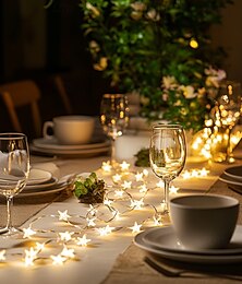 economico -luci a forma di stella a led, luci in filo d'argento da 2 m/5 m, decorazioni natalizie e di capodanno alimentate a batteria (batteria non inclusa)