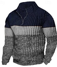 abordables -Homme Pull Chandail Pull A côtes Tricoter Normal Tricoté Coupe Cintrée Plein Quarter Zip Moderne contemporain Travail Usage quotidien Vêtement Tenue Hiver Printemps & Automne Orange Gris S M L